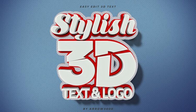 موکاپ نوشته سه بعدی   3D Text Logo Mockup