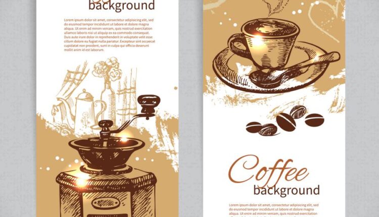 وکتور قهوه و نوشیدنی آن   Coffee grains drink vector image