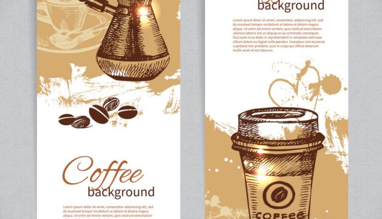 وکتور قهوه و نوشیدنی آن   Coffee grains drink vector image