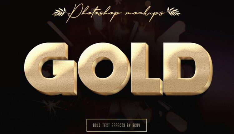 استایل سه بعدی نوشته   3D Gold Text Effects