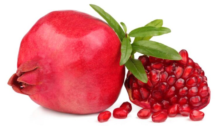 عکس استوک انار   Photo Pomegranate And Leaf Isolated