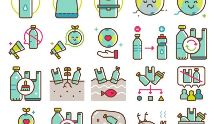 81 آیکن کمپین نه به پلاستیک   No plastic campaign elements