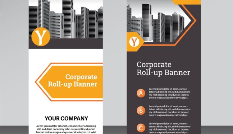 قالب آماده وکتور استند شرکتی   Modern Roll up design vector