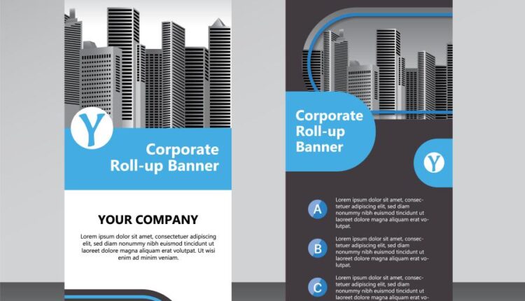 قالب آماده وکتور استند شرکتی   Modern Roll up design vector