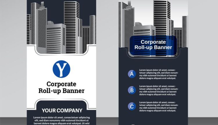 قالب آماده وکتور استند شرکتی   Modern Roll up design vector
