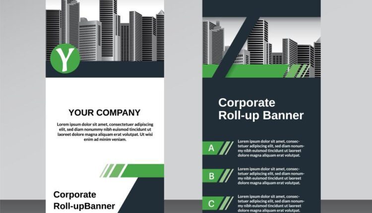 قالب آماده وکتور استند شرکتی   Modern Roll up design vector