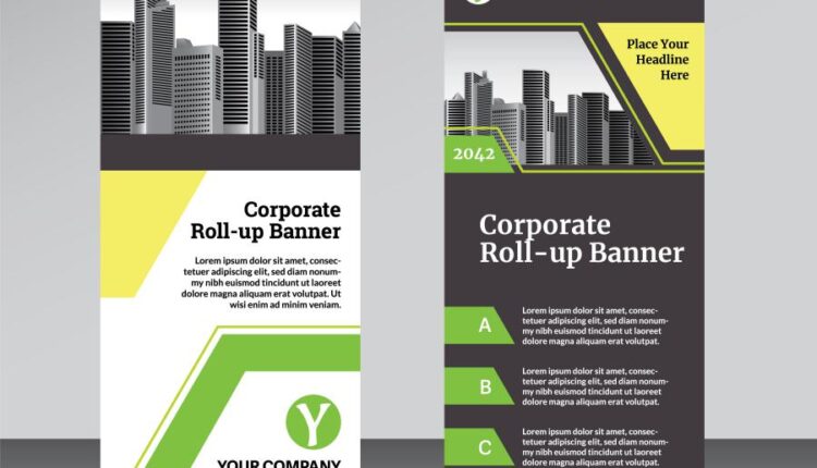 قالب آماده وکتور استند شرکتی   Modern Roll up design vector