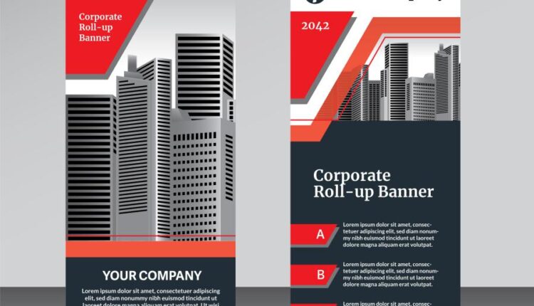 قالب آماده وکتور استند شرکتی   Modern Roll up design vector
