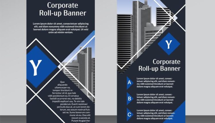 قالب آماده وکتور استند شرکتی   Modern Roll up design vector
