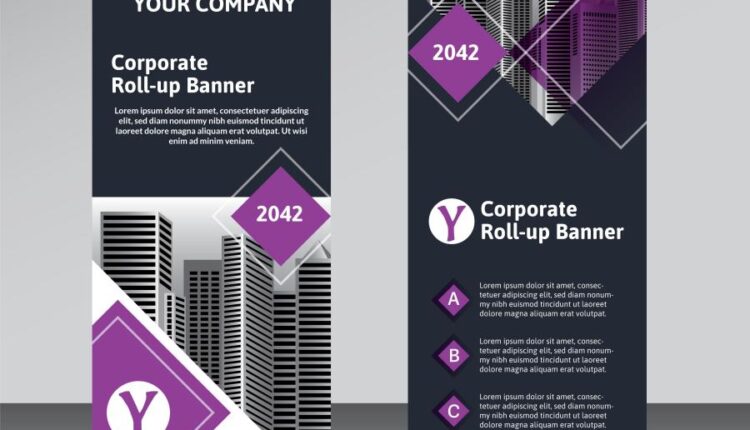 قالب آماده وکتور استند شرکتی   Modern Roll up design vector