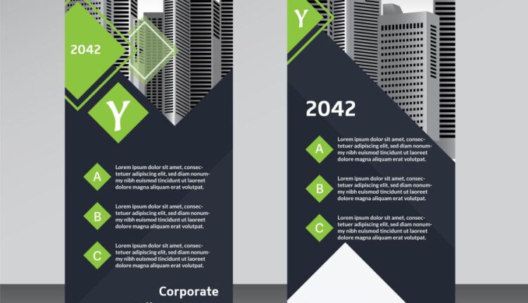 قالب آماده وکتور استند شرکتی   Modern Roll up design vector