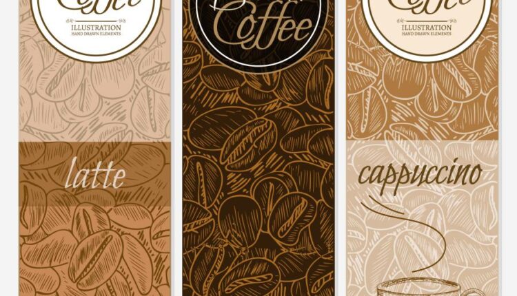 وکتور قهوه و نوشیدنی آن   Coffee grains drink vector image