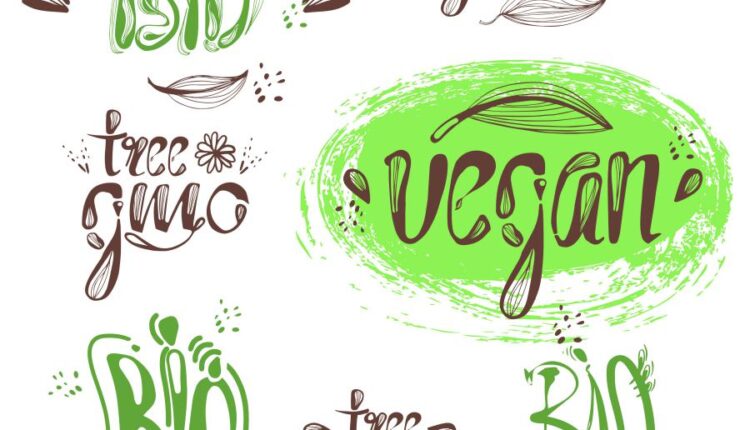 وکتور لیبل محیط زیست و زندگی سالم   Ecology label healthy lifestyle