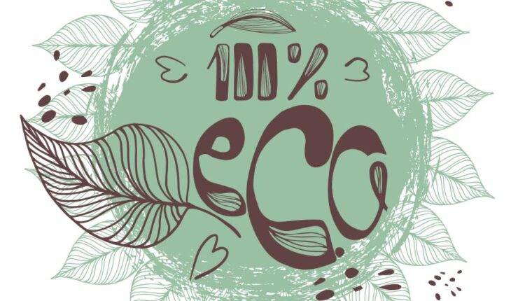 وکتور لیبل محیط زیست و زندگی سالم   Ecology label healthy lifestyle