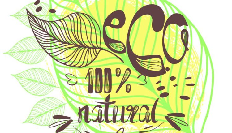 وکتور لیبل محیط زیست و زندگی سالم   Ecology label healthy lifestyle