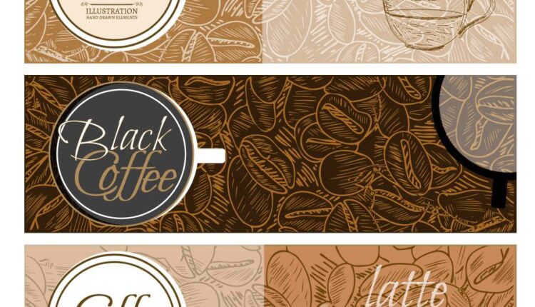 وکتور قهوه و نوشیدنی آن   Coffee grains drink vector image