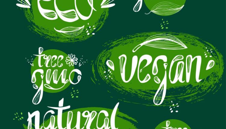 وکتور لیبل محیط زیست و زندگی سالم   Ecology label healthy lifestyle