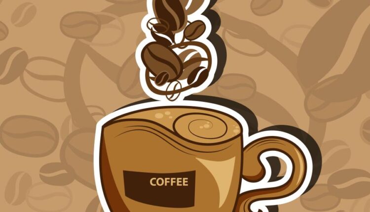 وکتور قهوه و نوشیدنی آن   Coffee grains drink vector image