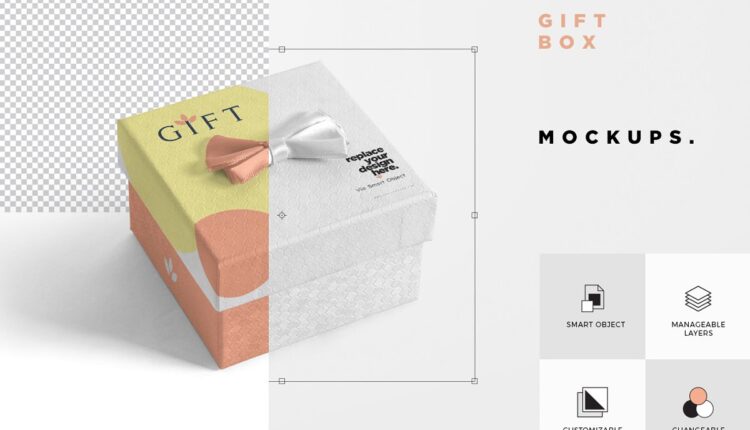 موکاپ جعبه هدیه مربعی