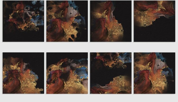 تصاویر PNG آبرنگی طلایی