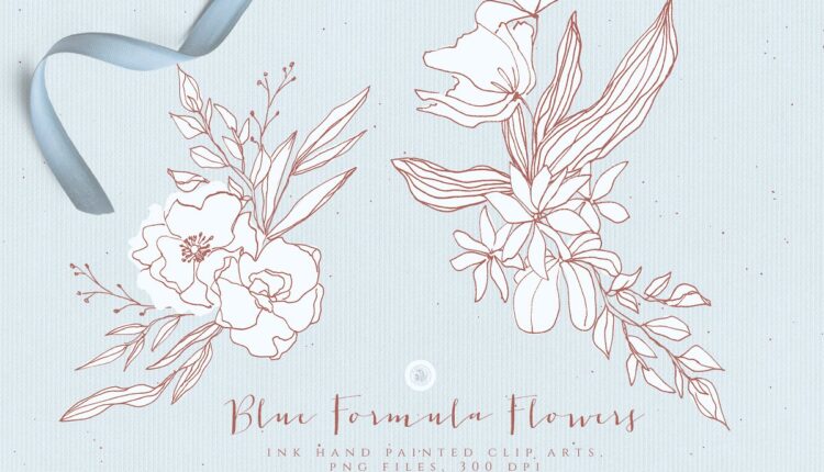 تصاویر پی ان جی گل خطی   Blue Formula Flowers