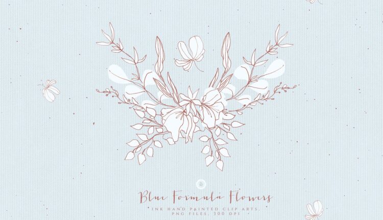 تصاویر پی ان جی گل خطی   Blue Formula Flowers