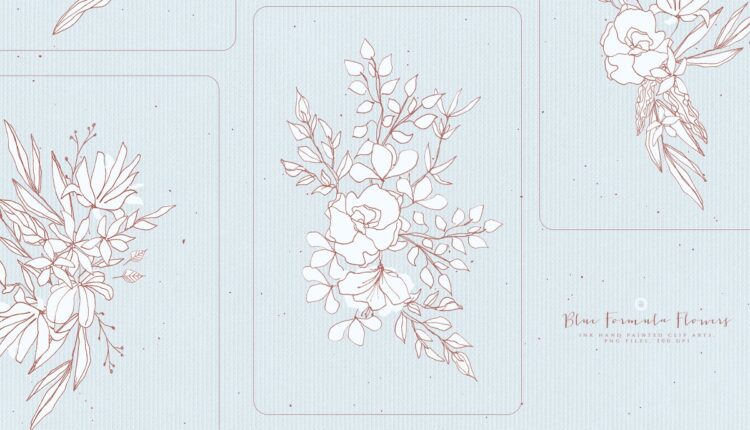 تصاویر پی ان جی گل خطی   Blue Formula Flowers