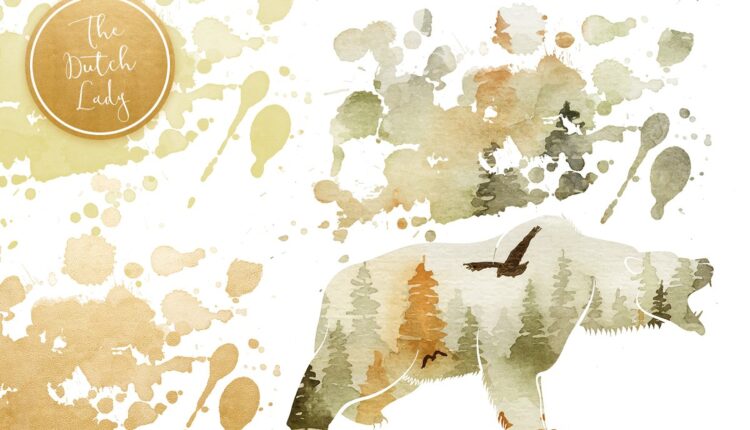 تصاویر png آبرنگی جنگل و حیوانات