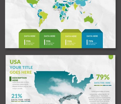 قالب آماده پاورپوینت نقشه جهان   Maps Powerpoint Templates