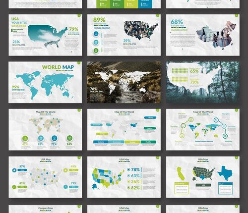 قالب آماده پاورپوینت نقشه جهان   Maps Powerpoint Templates