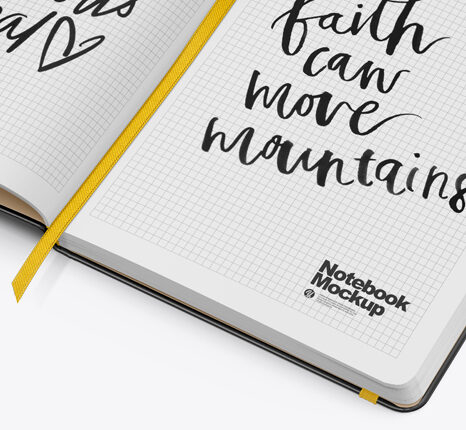 موکاپ دفتر شطرنجی   Opened Notebook Mockup