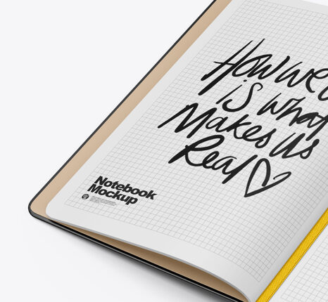 موکاپ دفتر شطرنجی   Opened Notebook Mockup