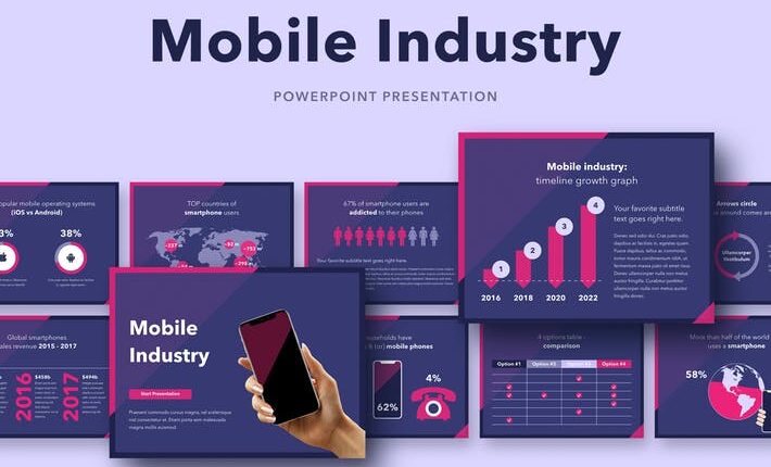 قالب آماده پاورپوینت صنعت موبایل   Mobile Industry Powerpoint