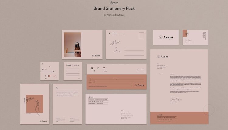 فایل لایه باز ست اداری و هویت بصری آوارا   Stationery Pack Avara