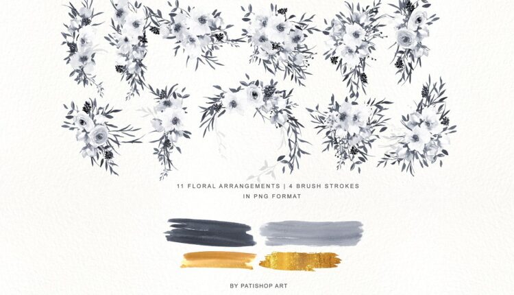 تصاویر بدون پس زمینه دسته گل رز سفید و خاکستری