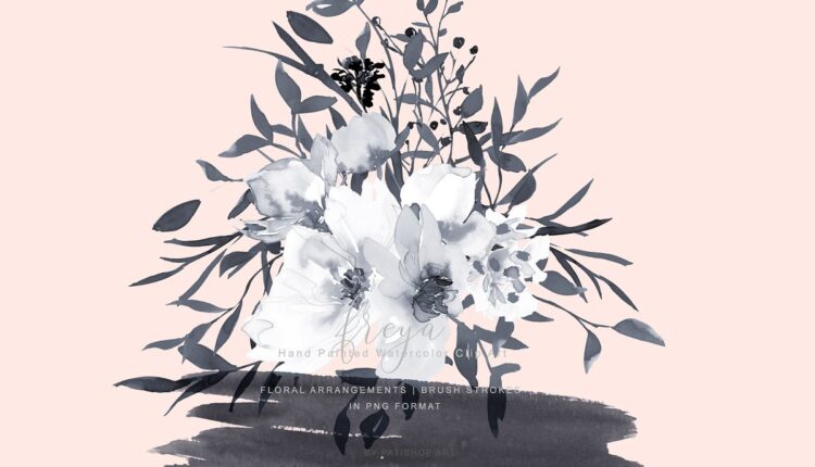 تصاویر بدون پس زمینه دسته گل رز سفید و خاکستری