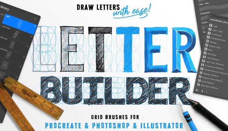 بسته گرافیکی براش و شیپ تایپوگرافی   The Builder Bundle