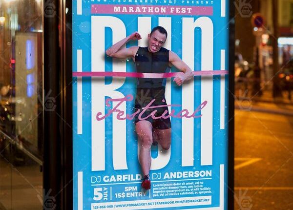 فایل لایه باز پوستر دومیدانی   FLYER MARATHON FEST