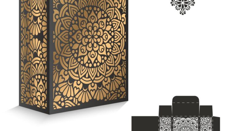 وکتور نقوش لیزر روی کارت دعوت و بسته بندی