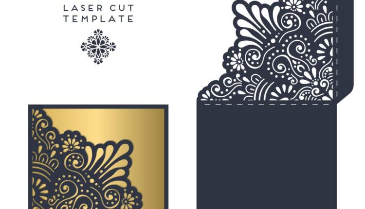 وکتور نقوش لیزر روی کارت دعوت و بسته بندی
