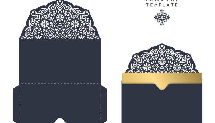 وکتور نقوش لیزر روی کارت دعوت و بسته بندی