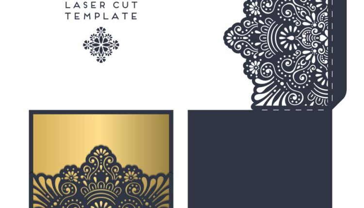وکتور نقوش لیزر روی کارت دعوت و بسته بندی