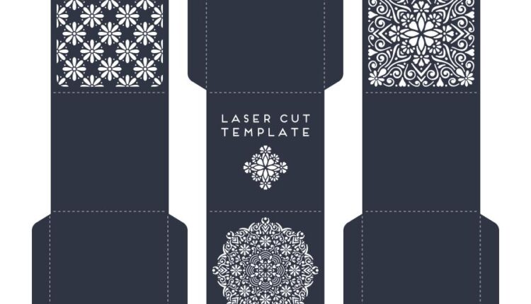 وکتور نقوش لیزر روی کارت دعوت و بسته بندی