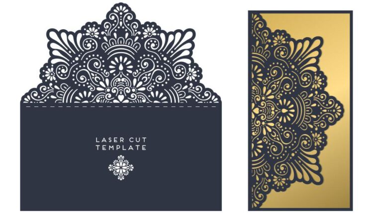 وکتور نقوش لیزر روی کارت دعوت و بسته بندی