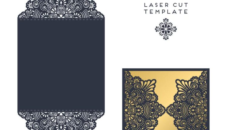 وکتور نقوش لیزر روی کارت دعوت و بسته بندی