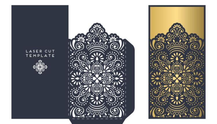 وکتور نقوش لیزر روی کارت دعوت و بسته بندی