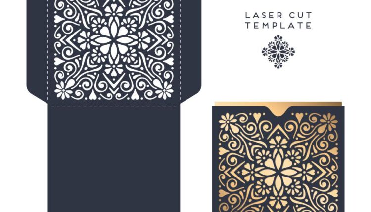 وکتور نقوش لیزر روی کارت دعوت و بسته بندی