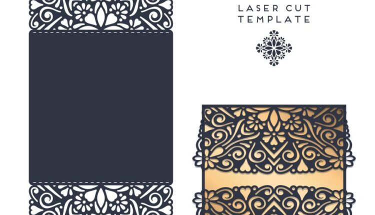 وکتور نقوش لیزر روی کارت دعوت و بسته بندی