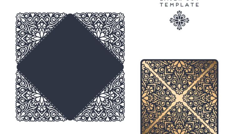 وکتور نقوش لیزر روی کارت دعوت و بسته بندی