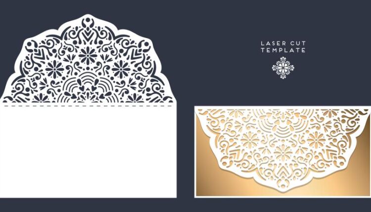 وکتور نقوش لیزر روی کارت دعوت و بسته بندی